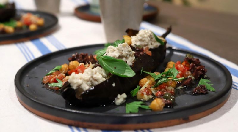 delicioso platillo de berenjenas ahumadas