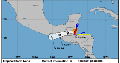 huracán nana ingresando a territorio guatemalteco