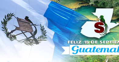 Arte de Sucesos por la independencia de Guatemala, tiene un quetzal, la bandera, el gran jaguar y el logo de sucesos