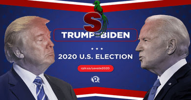 Afiche de las elecciones USA 2020 Donald Trump vrs Joe Biden en un fondo azul
