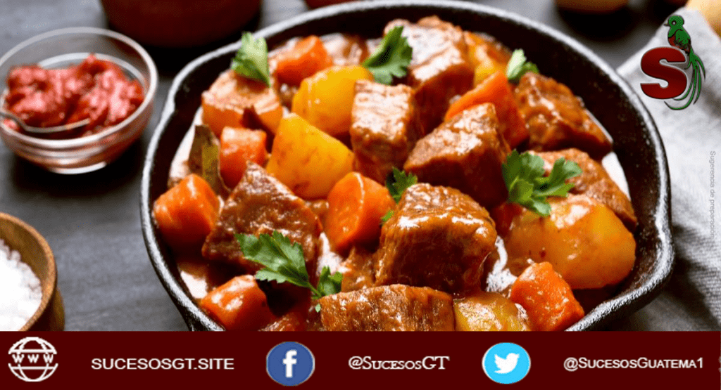 Receta de estofado de carne Guatemalteco 1 plato de estofado de carne