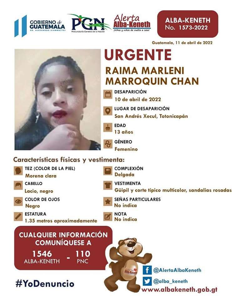 Tragedia otra niña asesinada en Guatemala 2 nina asesinada ¡Otra niña asesinada! Tenía activada alerta Alba Keneth, la ola de violencia es inaceptable, la gente exige la aplicación de la pena de muerte.