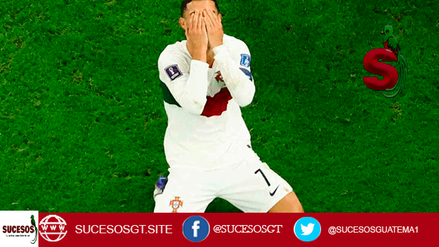 Cristiano Ronaldo llorando en el partido de Marruecos vs Portugal