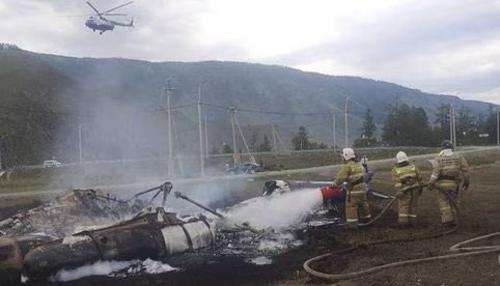 fotografía del helicóptero desplomado en Rusia,