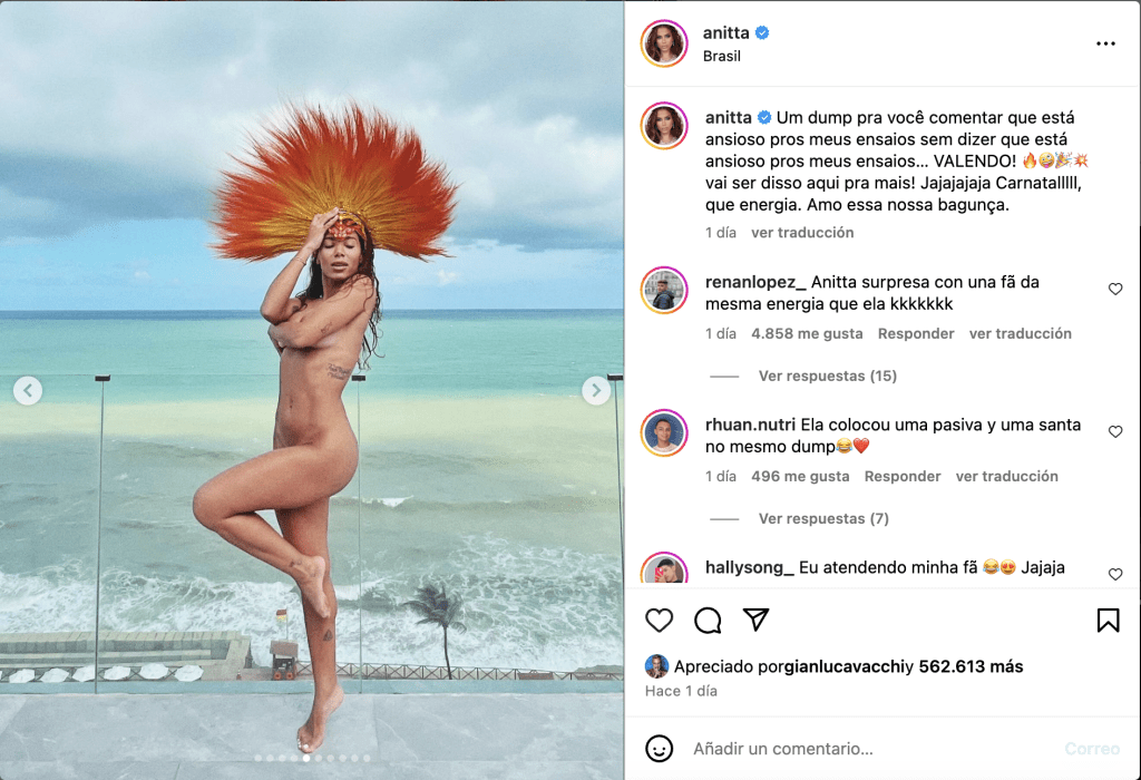 Anitta sorprende con artístico desnudo en Instagram 2 Anitta desnuda Anitta hace un desnudo artístico completamente en las redes sin pudor alguno, sorprendiendo a la mayoría de sus fans, que sin lugar a dudas les encantó ver esas fotografías.