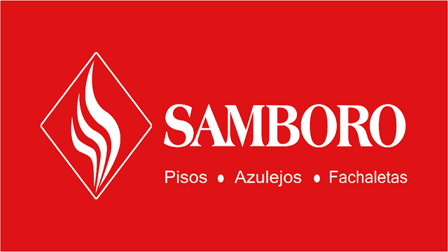 Logotipo de la empresa Samboro con fondo rojo.