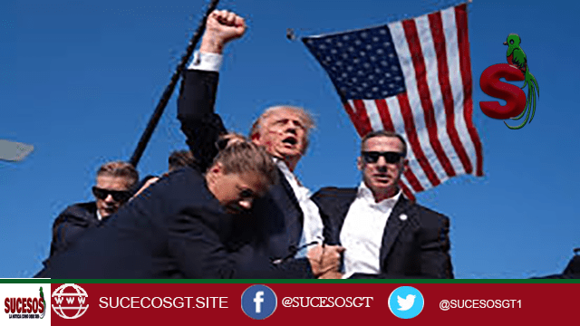 Fotografía de Donald Tump sangrando de la oreja