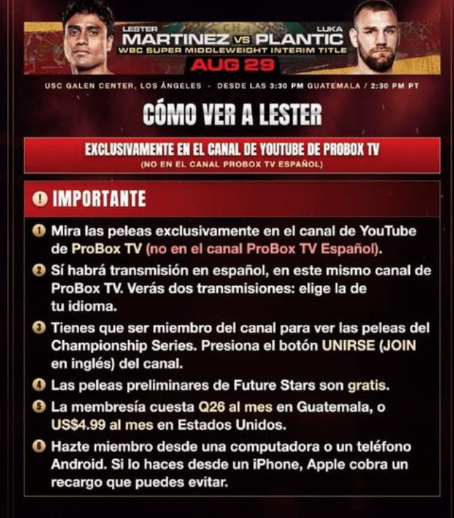 Lester Martínez pone en juego su corona interina del CMB ante el invicto Luka Plantić 2 Lester Martinez 2 El boxeo guatemalteco tendrá una cita importante este sábado 29 de agosto, cuando Lester Martínez regrese al cuadrilátero para realizar la primera defensa de su campeonato interino supermediano del Consejo Mundial de Boxeo (CMB). Su rival será el croata Luka “The Thunder” Plantić, otro peleador que llega sin conocer la derrota.