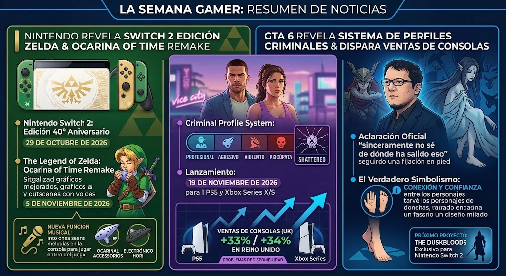 Zona Gamers Durante un Nintendo Direct dedicado por completo al 40º aniversario de The Legend of Zelda, la compañía japonesa confirmó oficialmente la Nintendo Switch 2 Edición 40º Aniversario, que saldrá a la venta el 29 de octubre de 2026 con un diseño inspirado en la Trifuerza, un Joy-Con en tonos verdes y accesorios a juego como un Pro Controller conmemorativo.